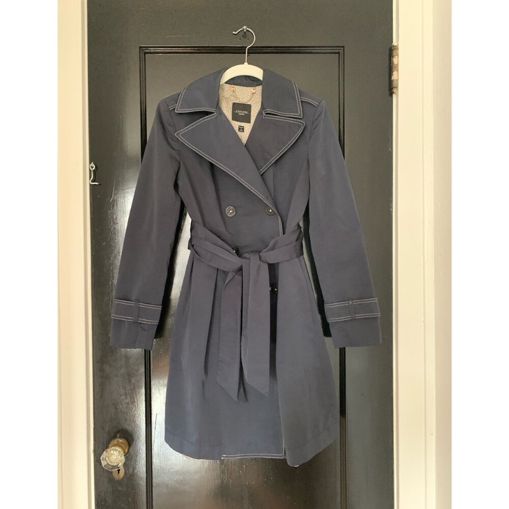 Weekend MaxMara  Double Breasted Navy Raincoat